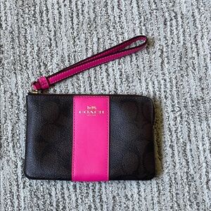 Coach Brown and Hot Pink wristlet
